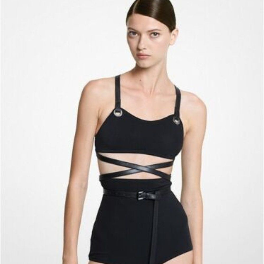 Michael Kors Women Brown Collection Swimsuit Crepe Belted Bikini Set Siz… - Picture 2 of 10